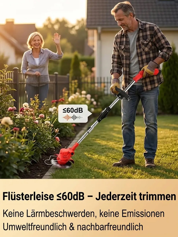 【Lange Akkulaufzeit】Elektrischer faltbarer Rasenmäher