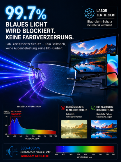 【Empfehlung der American Eye Society】 Blumenbrille gegen blaues Licht
