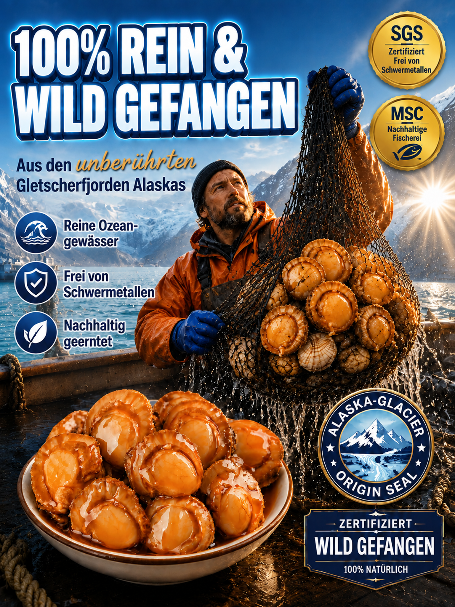 Premium pikant gewürzte Alaska-Jakobsmuscheln | 22g Protein & Keto-freundlich | Kauf 1, erhalte 1 gratis!