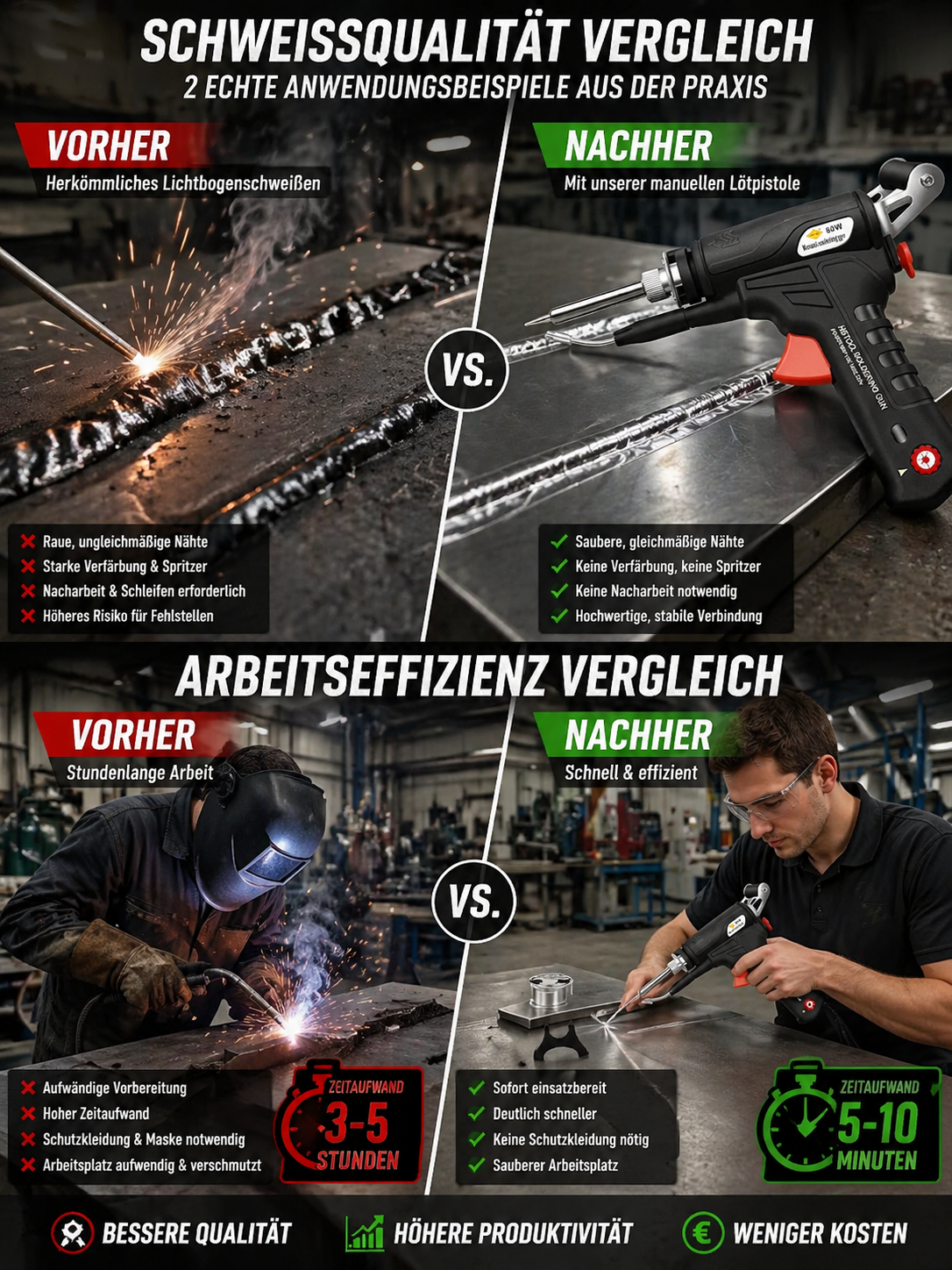 90-480 ℃ einstellbares tragbares Laser-Schweißgerät 899A Schwarz