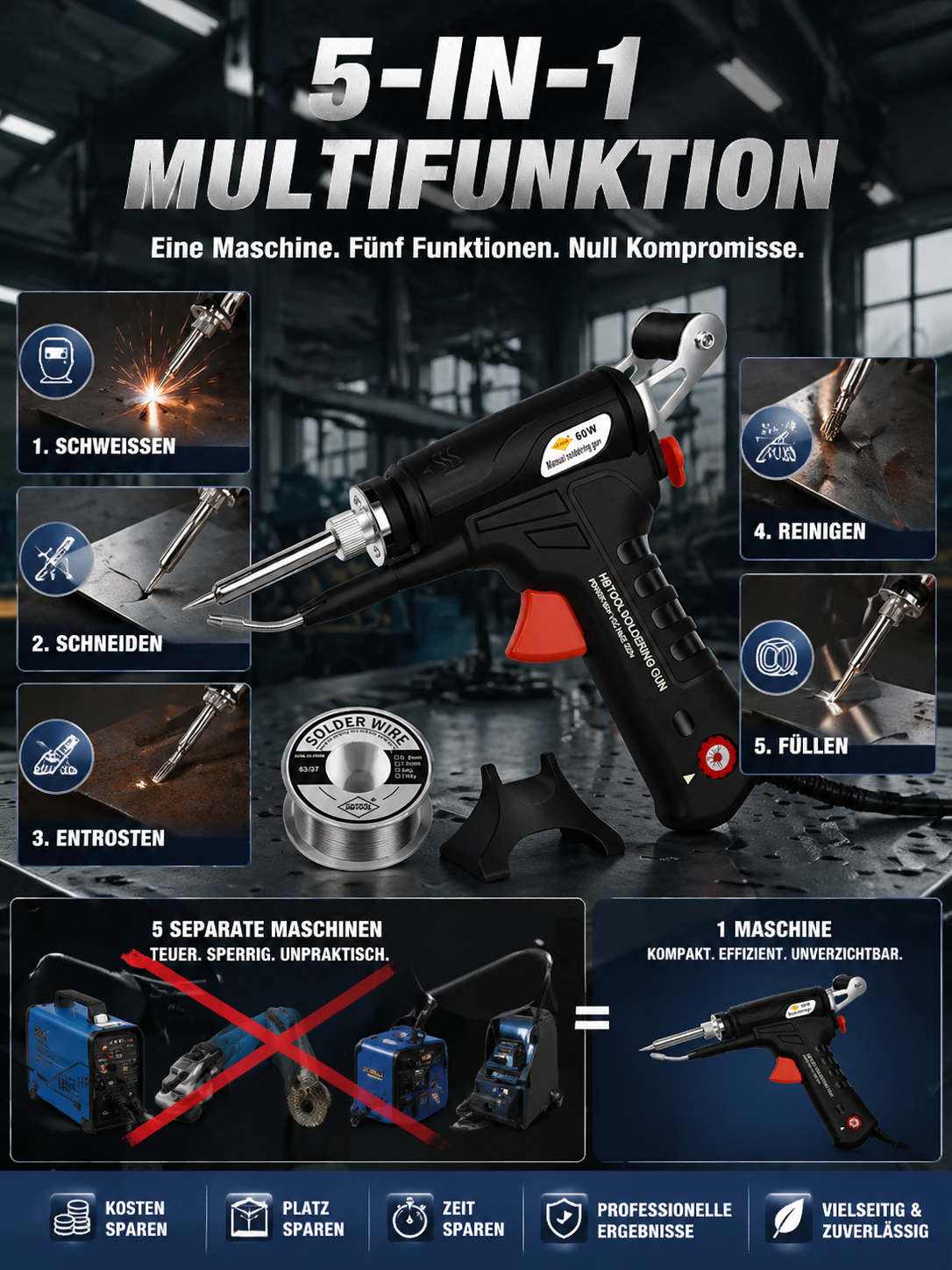 90-480 ℃ einstellbares tragbares Laser-Schweißgerät 899A Schwarz