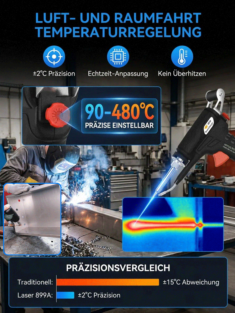 90-480 ℃ einstellbares tragbares Laser-Schweißgerät 899A Schwarz