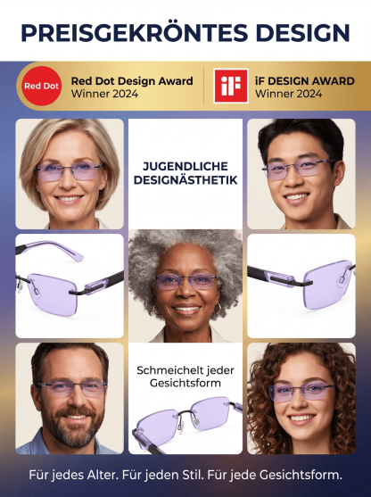 Charité & TÜV zertifiziert: Smarte Titan-Gleitsichtbrille mit 0,1s Autofokus