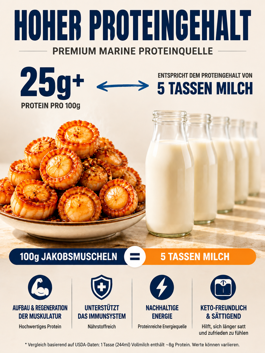 Premium pikant gewürzte Alaska-Jakobsmuscheln | 22g Protein & Keto-freundlich | Kauf 1, erhalte 1 gratis!