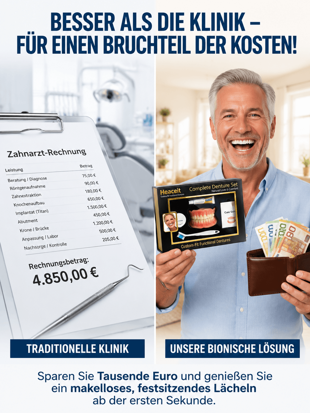 【Von Top-Zahnärzten empfohlen】Komfortabler als echte Zähne ! Ihr makelloses, strahlendes Lächeln