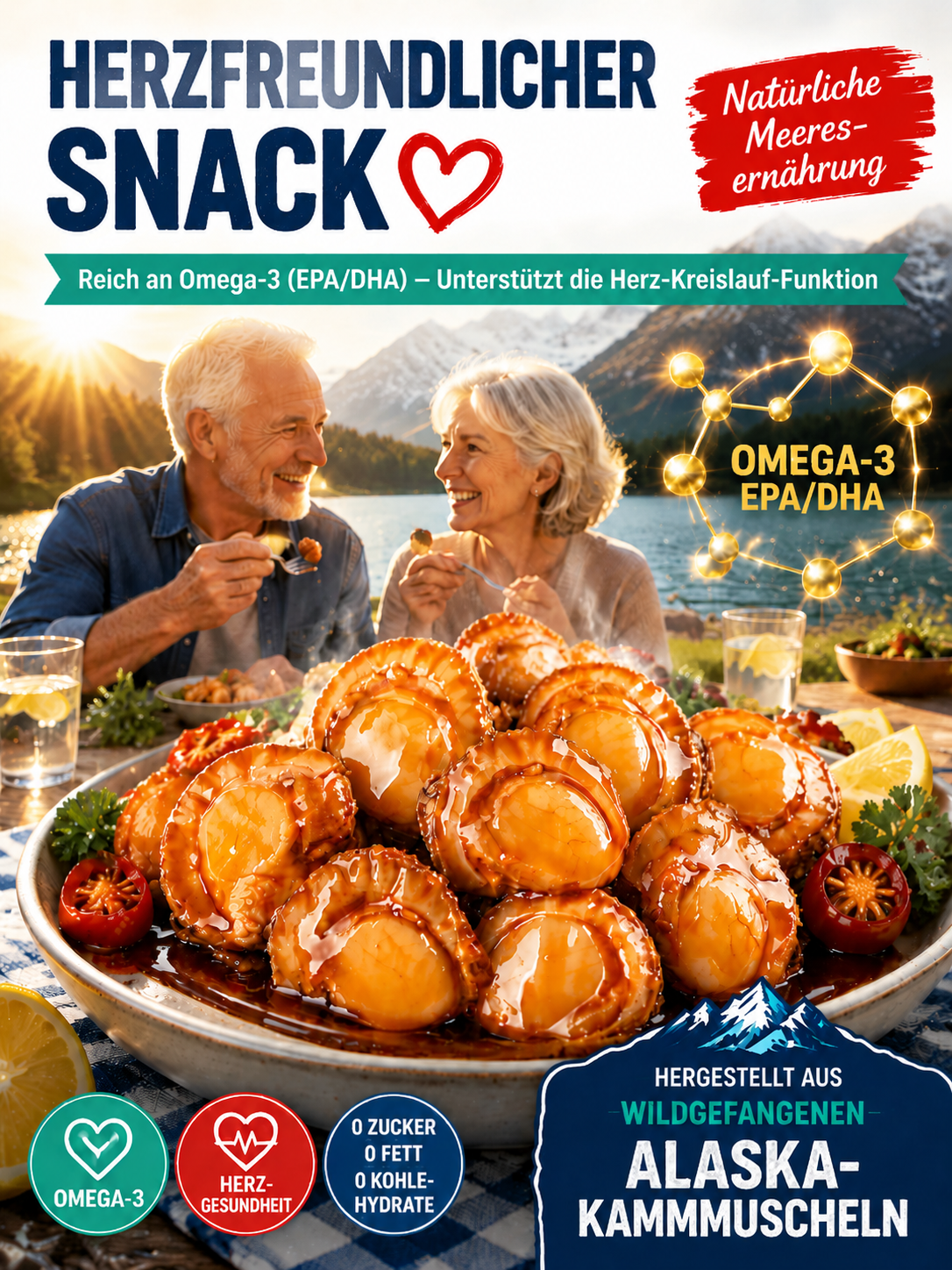 Premium pikant gewürzte Alaska-Jakobsmuscheln | 22g Protein & Keto-freundlich | Kauf 1, erhalte 1 gratis!