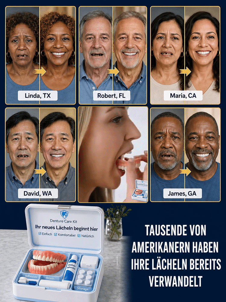 【Vom Zahnarzt empfohlen】Stark haftendes Zahnprothesen-Set