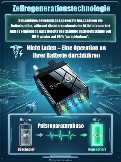 【Verbessern Sie die Akkulaufzeit Ihres Handys】Vierfacher Reise-Ladegerät