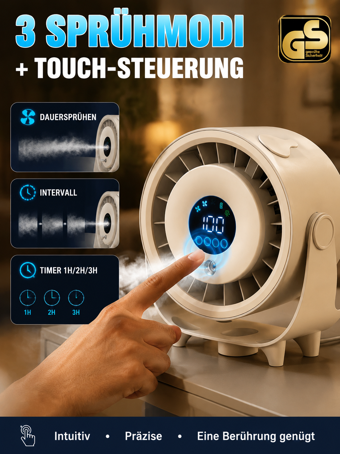 【Neuer Desktop-Sprühventilator】❄️Schnellkühlung: In 1 Minuten spürbar kühler | Keine Klimaanlage erforderlich – selbst bei 40 °C Hitze!
