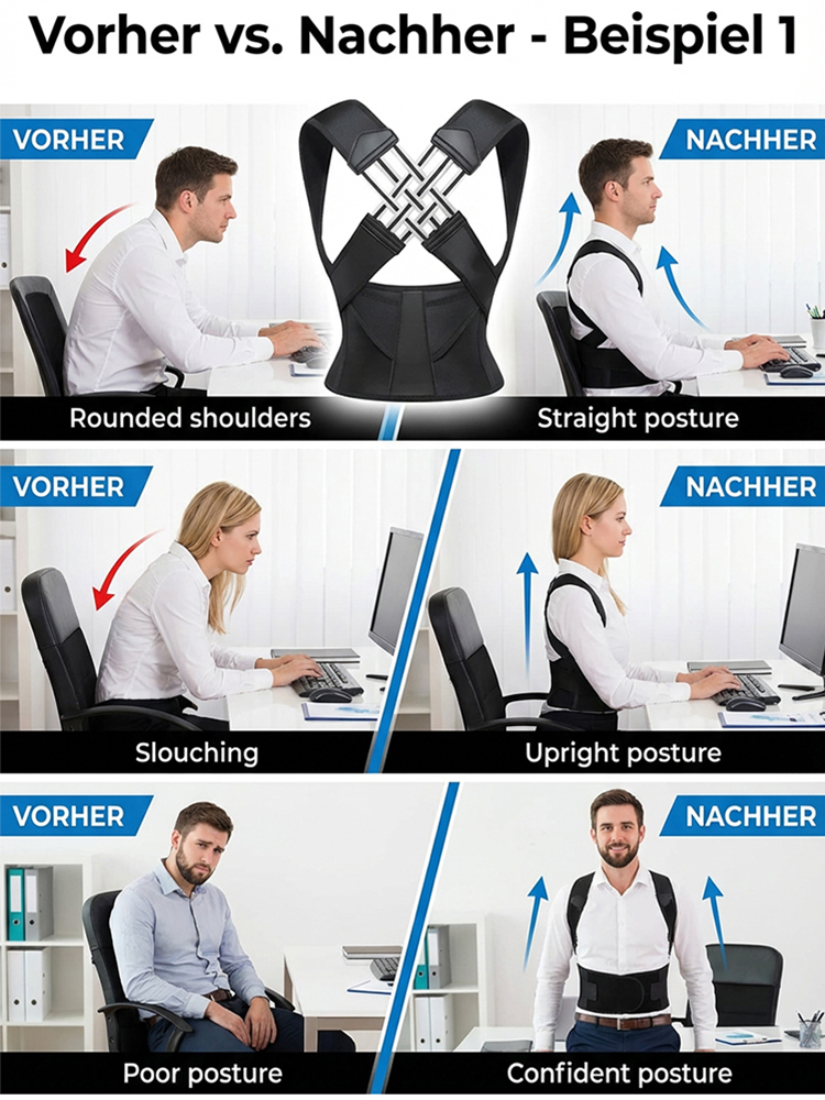 【👩‍⚕️Empfohlen von deutschen Orthopäden】✅Das Tragen für zwei Stunden täglich über drei Wochen kann Verformungen der Halswirbelsäule verbessern, Schmerzen im unteren Rücken lindern und Nacken- und Schulterschmerzen lindern