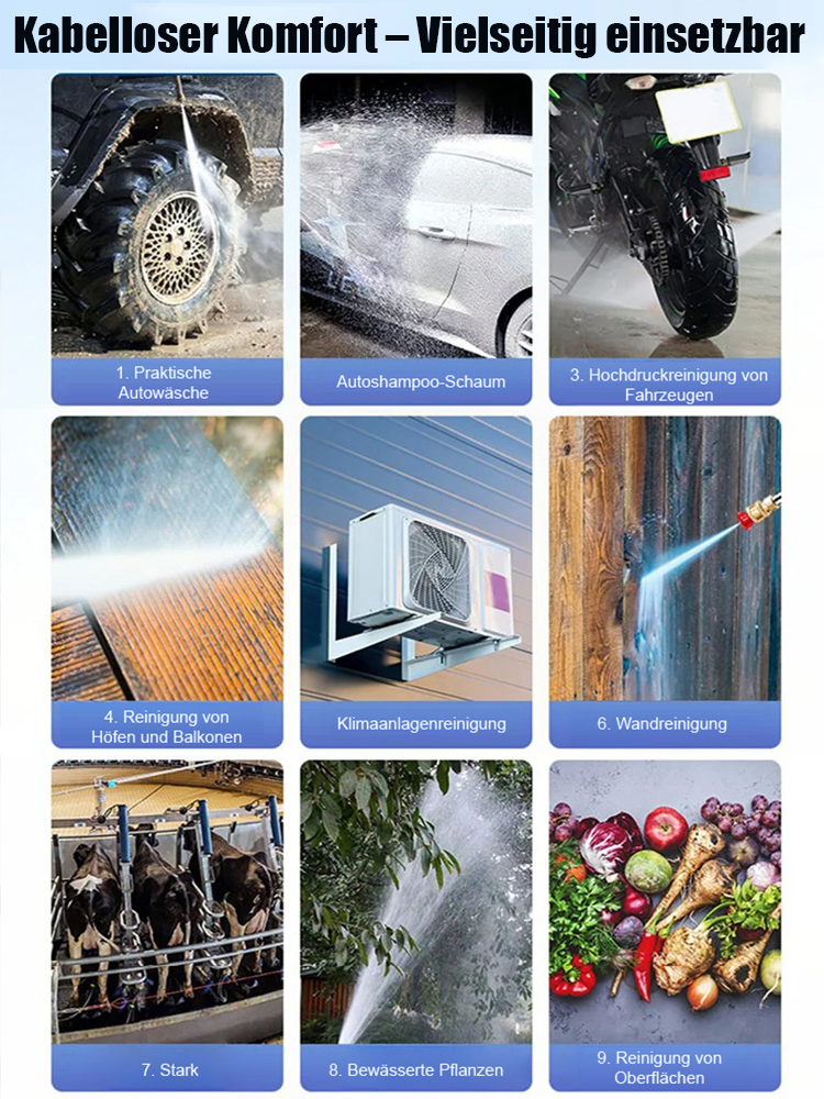 【Hochdruck-Selbstansaugende 3-in-1】✨Tragbare Autowaschanlage🔋300 Minuten lange Akkulaufzeit, extrem starker Wasserdruck👍Überall waschen – ganz ohne Strom & Wasseranschluss