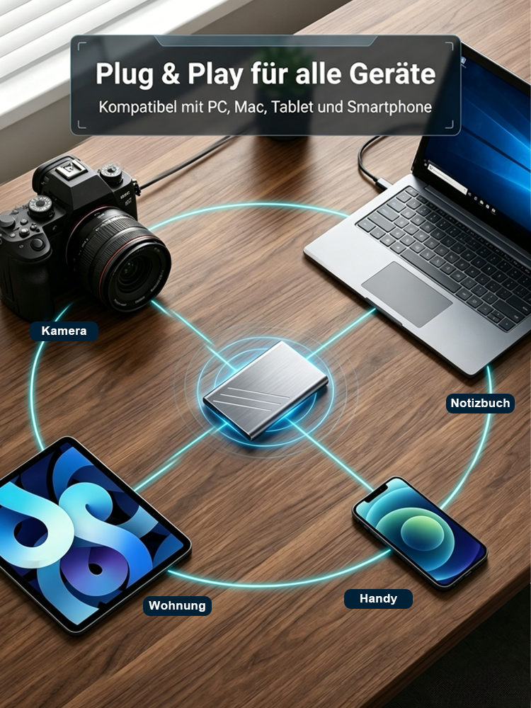 128TB Hochgeschwindigkeits-Solid-State-Laufwerk | Plug-and-Play; voll kompatibel mit Mac, PC, Tablets und Smartphones