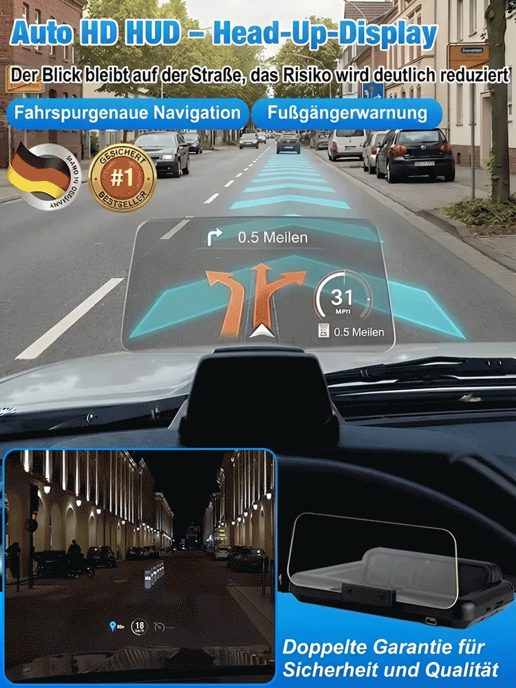 【Swiss-Tech GPS HUD】✨Militär-Präzision auf deiner Scheibe: GPS-Echtzeit statt Tachofehler👍Kein Ausbau, keine Verkabelung. Einfach Plug & Play