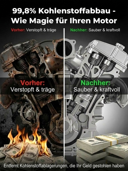 【Auto Kraftstoffadditiv】🛢️Über 150 km mehr Reichweite pro Tankfüllung🚀30 % höhere Laufleistung ♻️ 40 % weniger Emissionen👍99,8 % der Kohlenstoffablagerungen werden entfernt