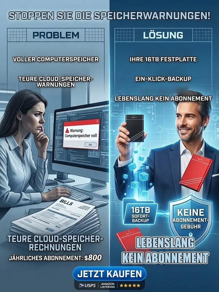 ⚡ 1000 MB/s Geschwindigkeit! Übertragen Sie drei 4K-Filme in nur einer Sekunde. Deutsche 32-TB-Pro-SSD zum Preis eines Biers! 🏆