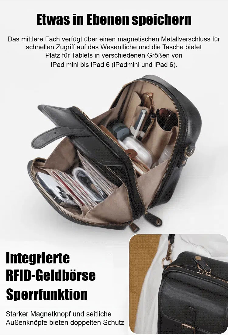 Eine stylische Umhängetasche für Damen und Herren aus 100 % italienischem Echtleder, handgefertigt im Vintage-Stil. 👜 Zwei Fächer bieten praktischen Stauraum für Ihre wichtigsten Dinge.