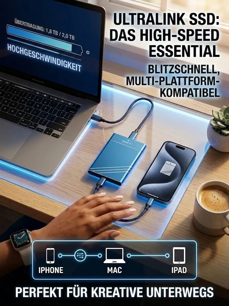 ⚡ 1000 MB/s Geschwindigkeit! Übertragen Sie drei 4K-Filme in nur einer Sekunde. Deutsche 32-TB-Pro-SSD zum Preis eines Biers! 🏆