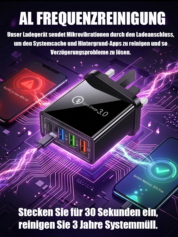 【Verbessern Sie die Akkulaufzeit Ihres Handys】⚡Vierfacher Reise-Ladegerät🚀Machen Sie Ihr 4 Jahre altes Smartphone schneller als ein neues💶 sparen Sie sich so 1200 € für einen Neukauf