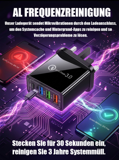 【Verbessern Sie die Akkulaufzeit Ihres Handys】⚡Vierfacher Reise-Ladegerät🚀Machen Sie Ihr 4 Jahre altes Smartphone schneller als ein neues💶 sparen Sie sich so 1200 € für einen Neukauf