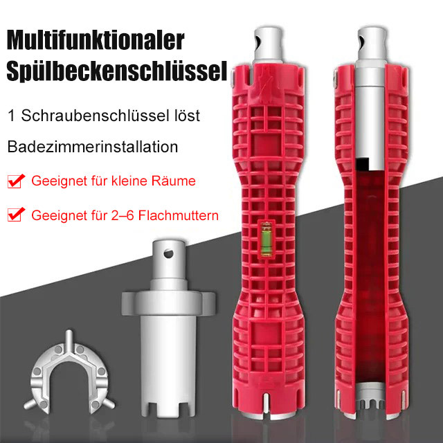 【Multifunktionaler Spülbeckenschlüssel】✨Geeignet für kleine Räume👍Eine Zange, 99 % aller Wasserhahnmuttern – ohne Werkzeugwechsel✅Geeignet für kleine Räume