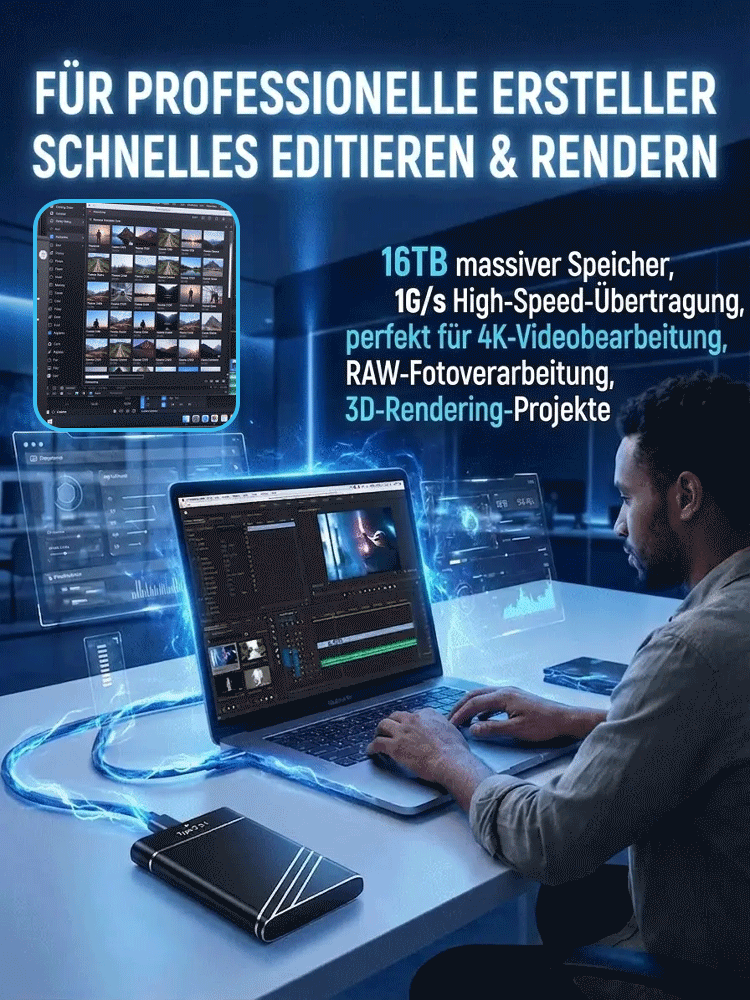 ⚡ 1000 MB/s Geschwindigkeit! Übertragen Sie drei 4K-Filme in nur einer Sekunde. Deutsche 32-TB-Pro-SSD zum Preis eines Biers! 🏆