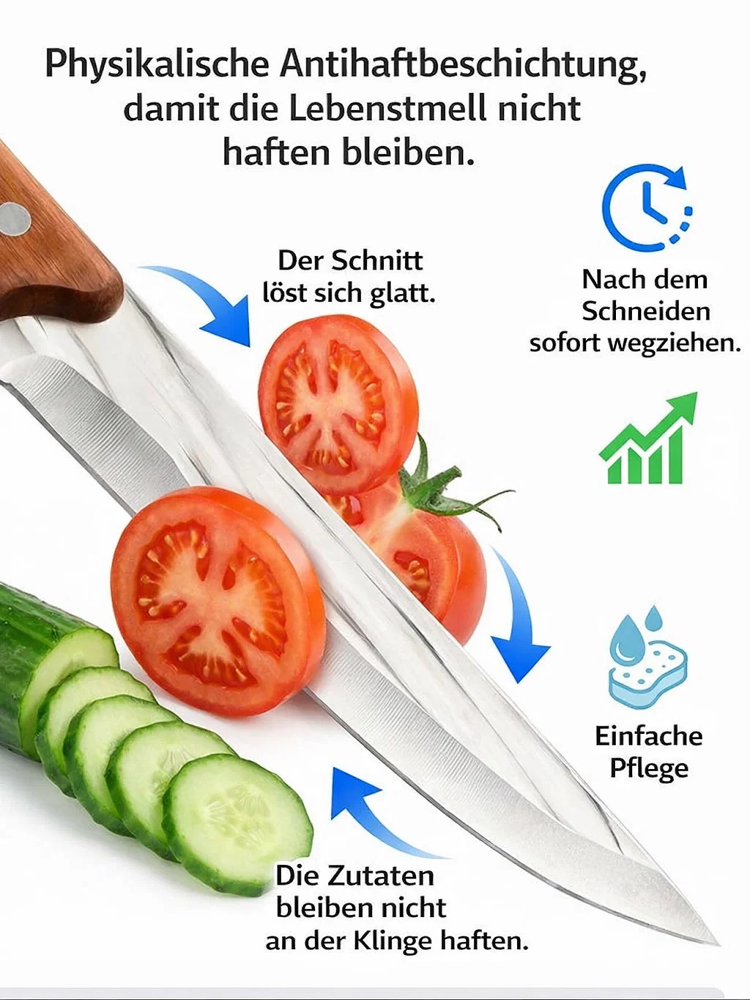 【Handgeschmiedetes Küchenmesser】✨Über 100 Jahre Schmiedetradition👍Selektierter Premium-Stahl – garantiert 20 Jahre rostfrei ✅Es wiegt nur 180 Gramm