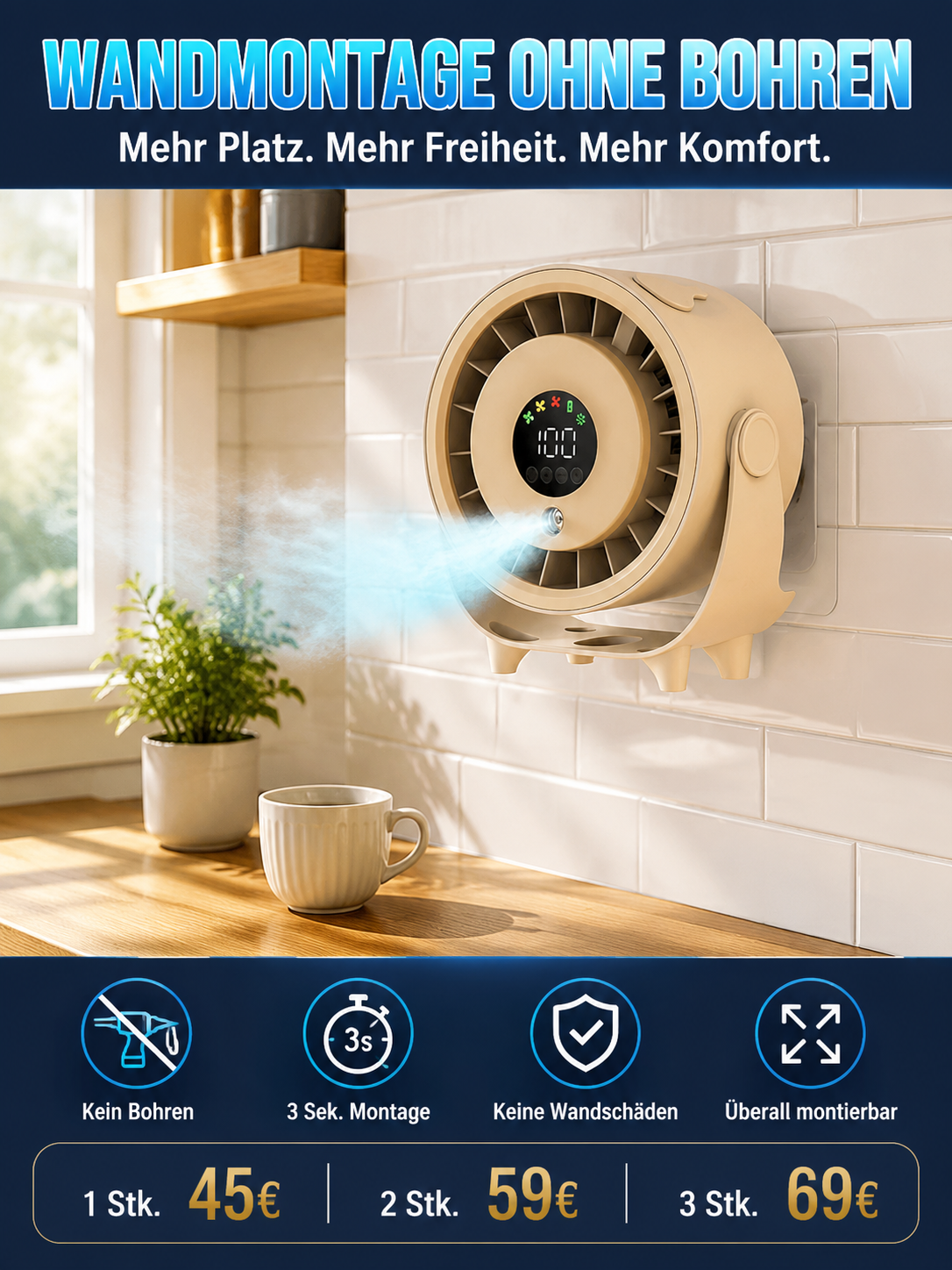 【Neuer Desktop-Sprühventilator】❄️Schnellkühlung: In 1 Minuten spürbar kühler | Keine Klimaanlage erforderlich – selbst bei 40 °C Hitze!