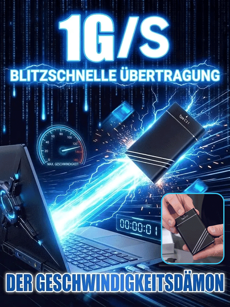 ⚡ 1000 MB/s Geschwindigkeit! Übertragen Sie drei 4K-Filme in nur einer Sekunde. Deutsche 32-TB-Pro-SSD zum Preis eines Biers! 🏆