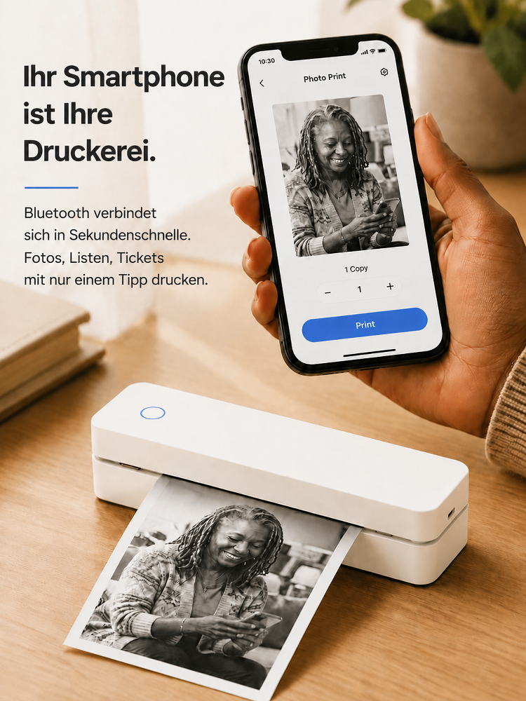 【Bluetooth-Drucker ohne Tinte】NIE MEHR TINTE KAUFEN | Erhalten Sie jederzeit und überall Druckfreiheit.
