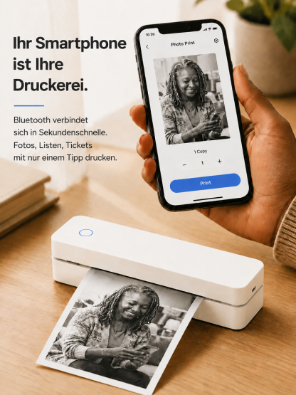【Bluetooth-Drucker ohne Tinte】NIE MEHR TINTE KAUFEN | Erhalten Sie jederzeit und überall Druckfreiheit.
