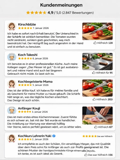 【Handgeschmiedetes Küchenmesser】✨Über 100 Jahre Schmiedetradition👍Selektierter Premium-Stahl – garantiert 20 Jahre rostfrei ✅Es wiegt nur 180 Gramm
