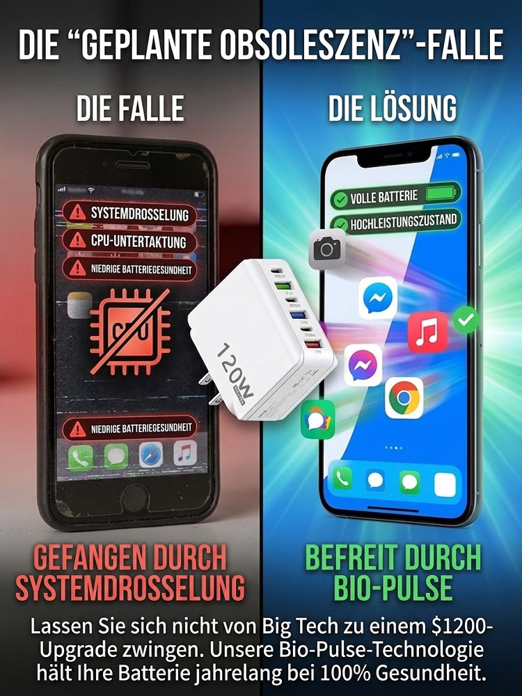 [Verlängern Sie die Akkulaufzeit Ihres Smartphones] ⚡ 6-Port-Reiseladegerät 🚀 Lässt Ihr 4 Jahre altes Handy schneller laufen als ein neues 📱 Bis zu 56 Stunden Akkulaufzeit mit einer einzigen Ladung.