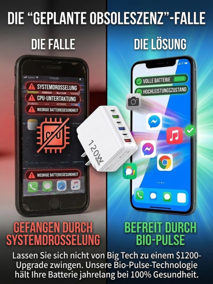 [Verlängern Sie die Akkulaufzeit Ihres Smartphones] ⚡ 6-Port-Reiseladegerät 🚀 Lässt Ihr 4 Jahre altes Handy schneller laufen als ein neues 📱 Bis zu 56 Stunden Akkulaufzeit mit einer einzigen Ladung.