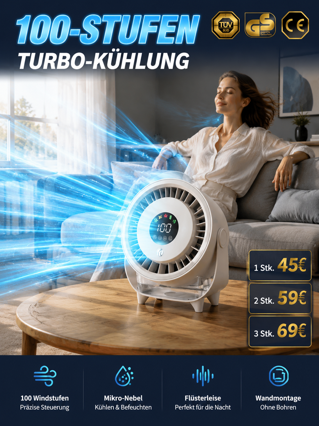 【Neuer Desktop-Sprühventilator】❄️Schnellkühlung: In 1 Minuten spürbar kühler | Keine Klimaanlage erforderlich – selbst bei 40 °C Hitze!