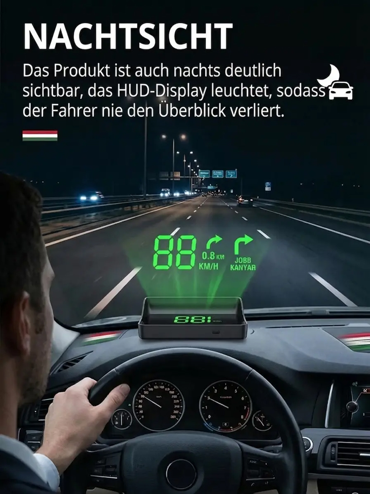 【Swiss-Tech GPS HUD】✨Militär-Präzision auf deiner Scheibe: GPS-Echtzeit statt Tachofehler👍Kein Ausbau, keine Verkabelung. Einfach Plug & Play