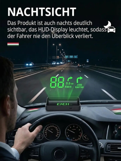 【Swiss-Tech GPS HUD】✨Militär-Präzision auf deiner Scheibe: GPS-Echtzeit statt Tachofehler👍Kein Ausbau, keine Verkabelung. Einfach Plug & Play