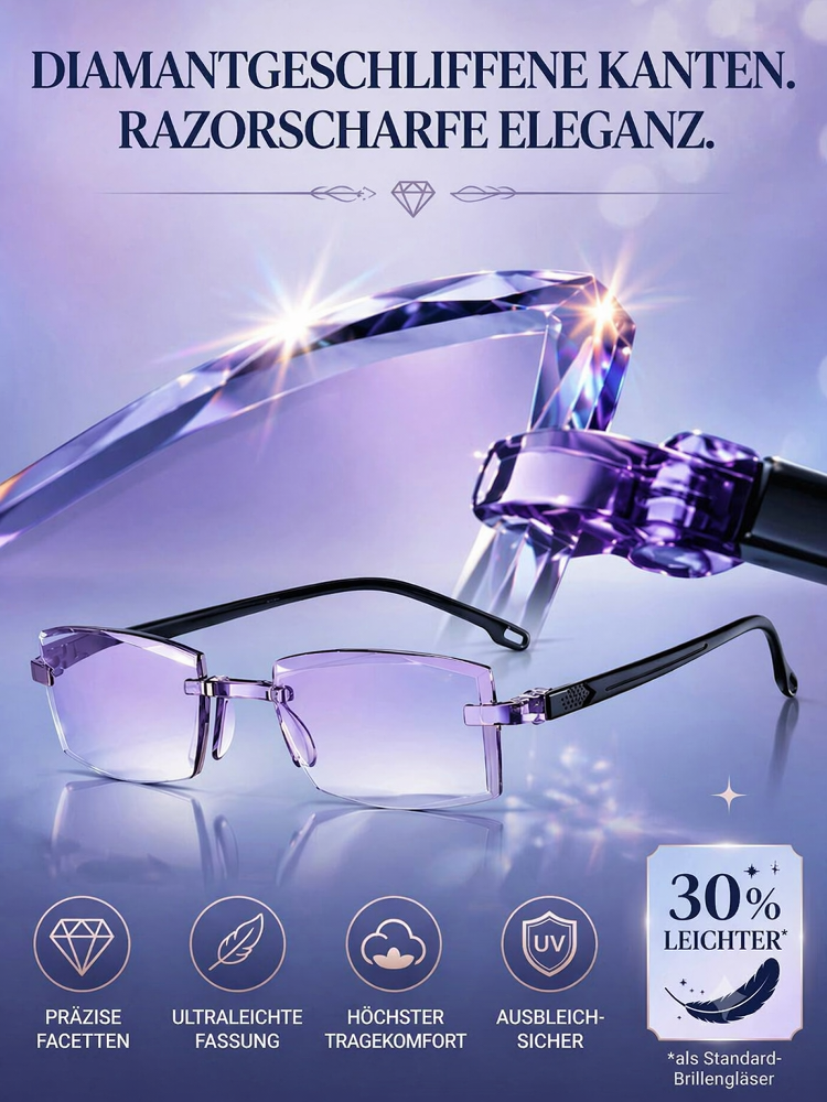 【Junges Sehen zurückgewinnen】Intelligente Zoom-Lesebrille mit Diamantschliff-Rand