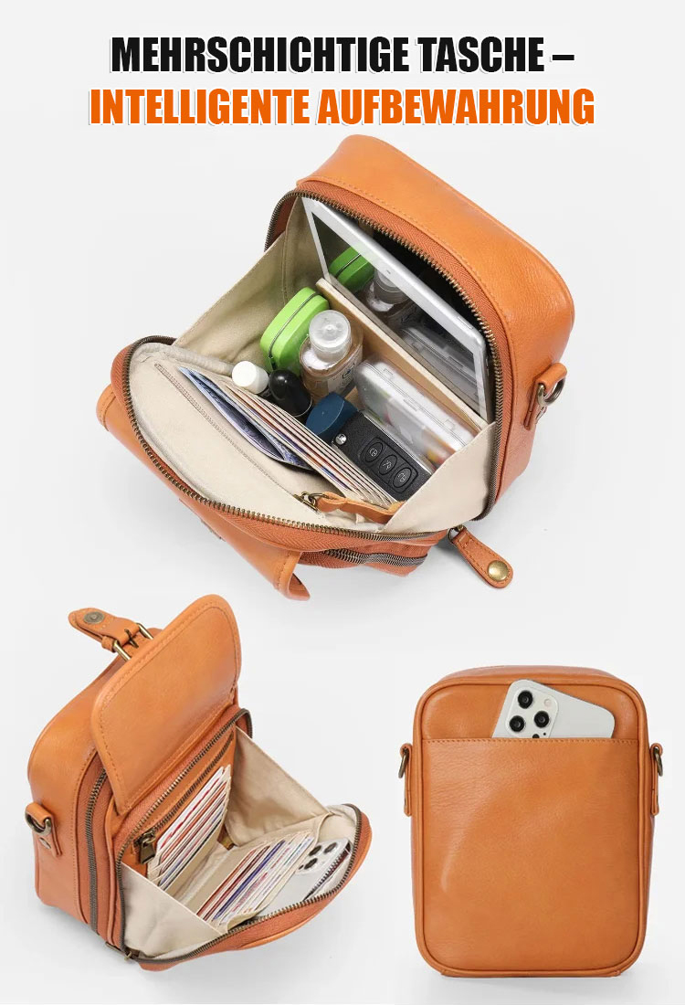 Eine stylische Umhängetasche für Damen und Herren aus 100 % italienischem Echtleder, handgefertigt im Vintage-Stil. 👜 Zwei Fächer bieten praktischen Stauraum für Ihre wichtigsten Dinge.