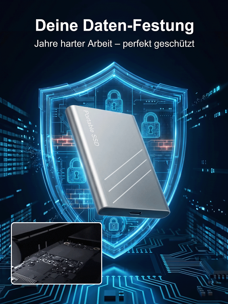 128TB Hochgeschwindigkeits-Solid-State-Laufwerk | Plug-and-Play; voll kompatibel mit Mac, PC, Tablets und Smartphones
