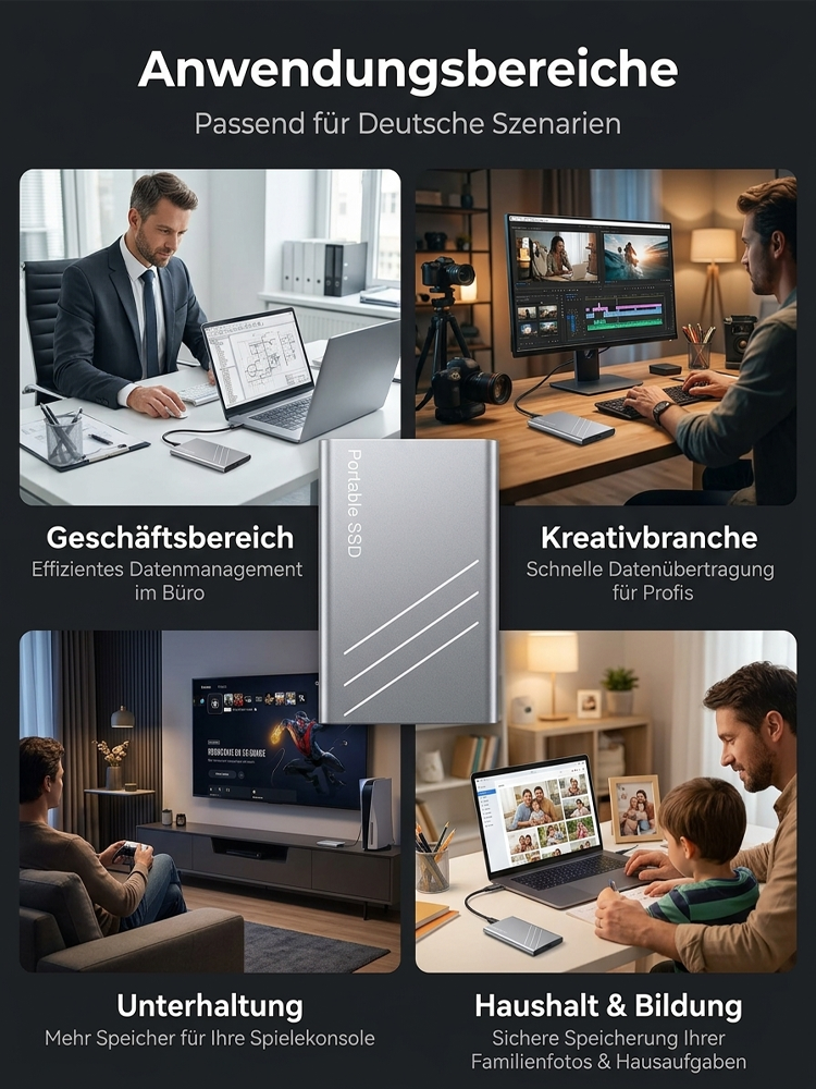 128TB Hochgeschwindigkeits-Solid-State-Laufwerk | Plug-and-Play; voll kompatibel mit Mac, PC, Tablets und Smartphones