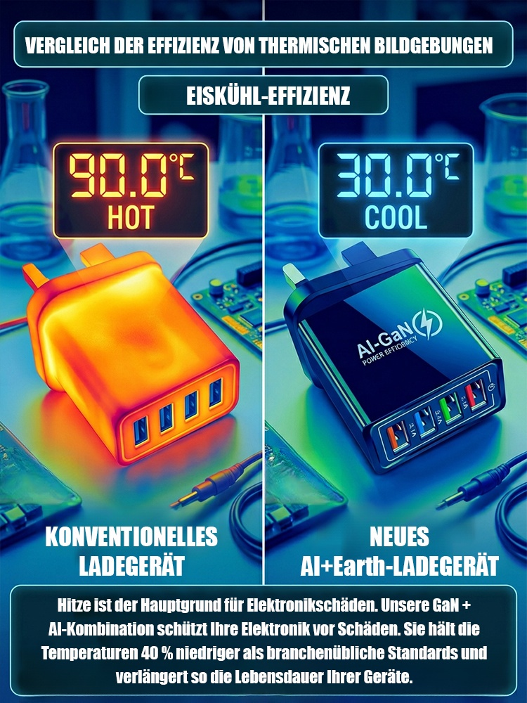 【Verbessern Sie die Akkulaufzeit Ihres Handys】⚡Vierfacher Reise-Ladegerät🚀Machen Sie Ihr 4 Jahre altes Smartphone schneller als ein neues💶 sparen Sie sich so 1200 € für einen Neukauf