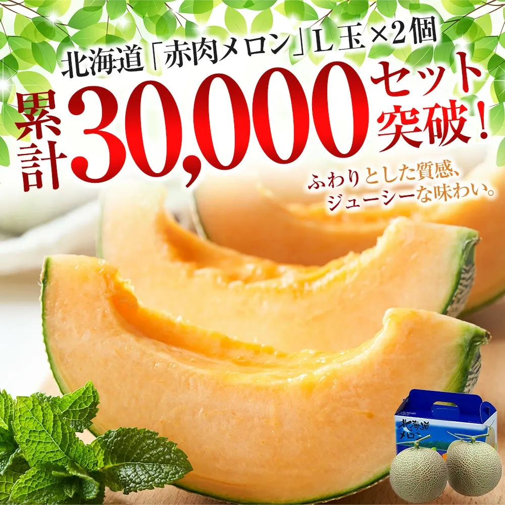 ◆楽天限定◆ 売れ筋商品！北海道産「赤肉メロン」LまたはLL×2個【フルーツ メロン 赤肉 メロン 旬 通販 甘い 北海道 旭川市 北海道】｜メロン2個