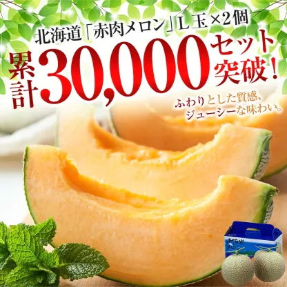 ◆楽天限定◆ 売れ筋商品！北海道産「赤肉メロン」LまたはLL×2個【フルーツ メロン 赤肉 メロン 旬 通販 甘い 北海道 旭川市 北海道】｜メロン2個