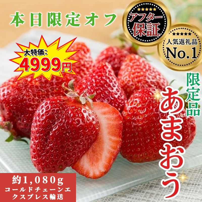 一番人気ギフト★数量限定★あまおう苺 約1080g 福岡県産（プレミアムフルーツ A1609【あまおう】）