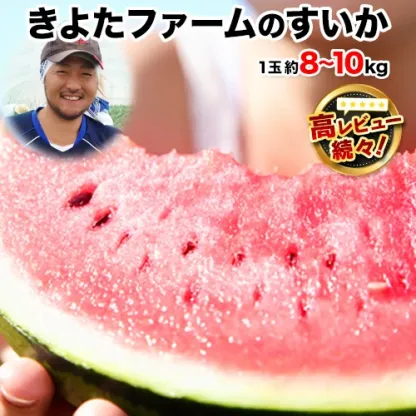 清田農園のスイカは、1個約8～10kg。熊本県玉名郡玉戸町産。清田農園のスイカ、果物、熊本県。