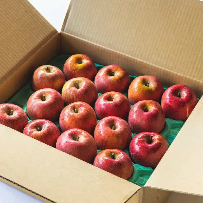長野県産ふじりんご 5kg/10kg。果実品質抜群。交換保証付き。不良品、規格外品、破損品はお受けできません。光センサー付き。信州りんご。りんごをありがとうございます。長野県飯綱町。