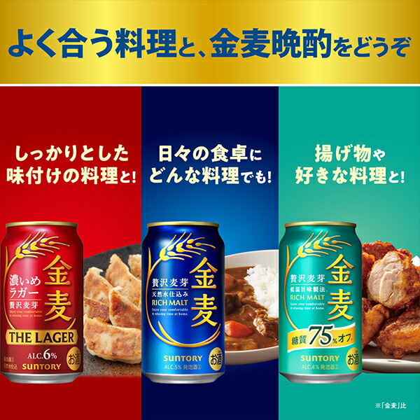 【本州のみ 送料無料】サントリー 金麦 糖質75%off オフ 350ml×2ケース/48本《048》『IAS』【金麦糖質75オフ】【金麦オフ】 第3のビール 新ジャンル