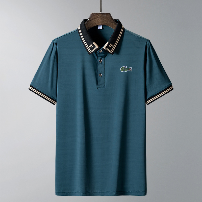 Men's polo shirt, high-end ice silk short-sleeved summer thin elastic breathable business casual t-shirt, men's polo shirt