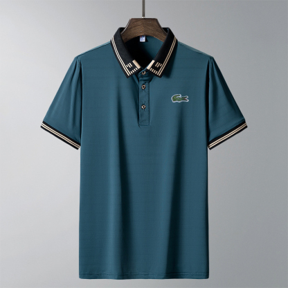 Men's polo shirt, high-end ice silk short-sleeved summer thin elastic breathable business casual t-shirt, men's polo shirt