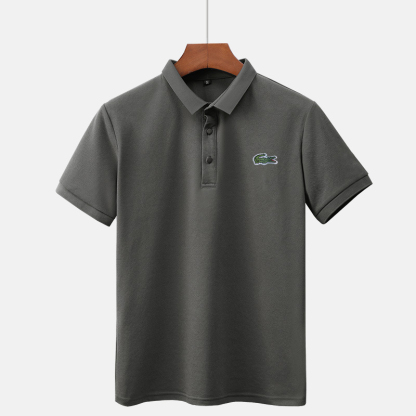 Piqué cotton polo shirt men's short-sleeved T-shirt slim fit middle-aged dad summer lapel iron-free business short sleeve